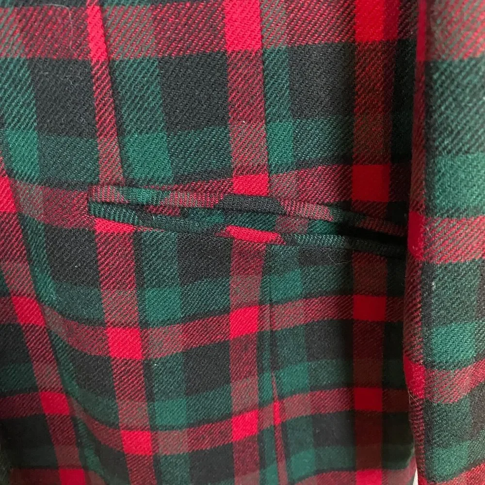 Pendleton Jacket Women's Size 12 Wool Plaid Lined Velvet Collar Red‎ Green
